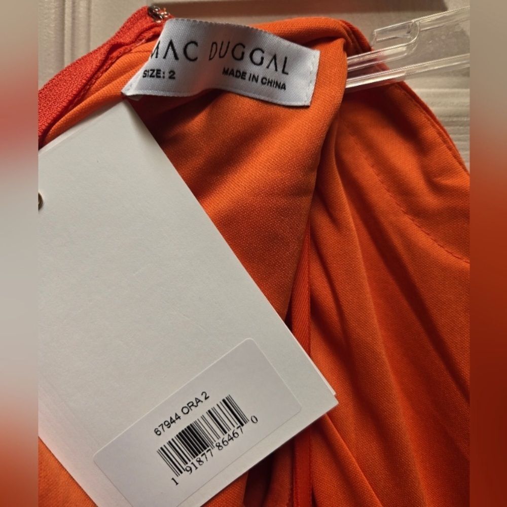 IEENA FOR MAC DUGGAL
Orange Long Sleeve Puff Shoulder Cut Out Gown - Picture 7 of 9